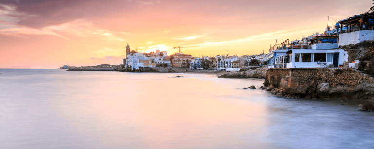 View of Sitges in the sunset