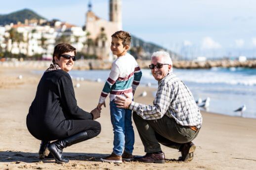 Family in Sitges during tour