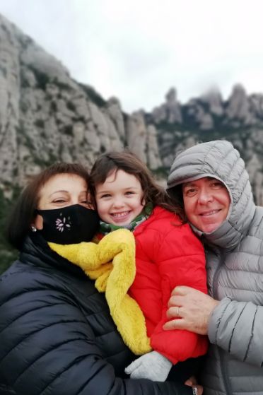 Grandparents and grandchild on one of our Montserrat day trip from Barcelona