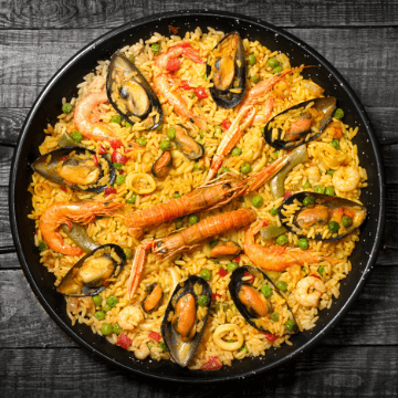 Paella in one of the restaurants in Barcelona