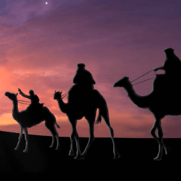 Three Wise Men arriving to Bethlehem