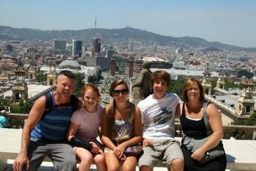 Family on a Mountain of Montjuic Walking Tour