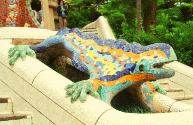 Dragon fountain at the Gaudi park