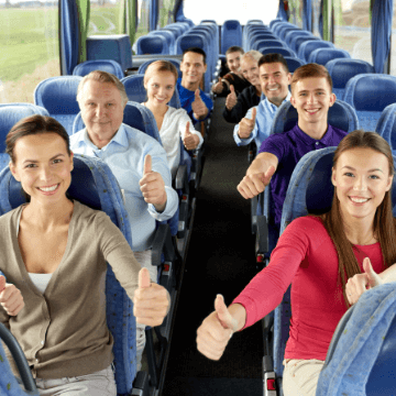 Private Minibus Hire in Barcelona: group inside coach