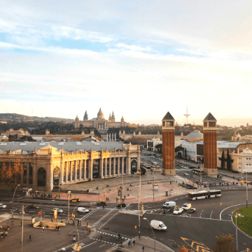 View from a restaurant: Montjuic