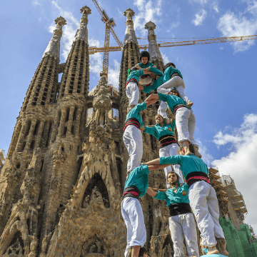 Human Tower in front of Sagrada Familia