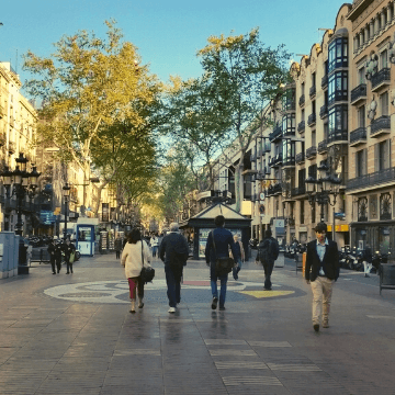 People walking to one of the venues in our Rambla Restaurant Selection