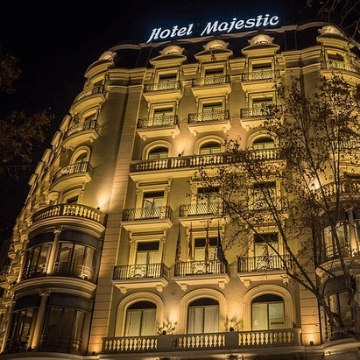 Hotel Majestic at night