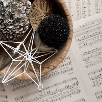 Christmas decoration over music sheets