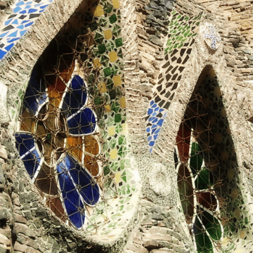 Detail of the outside of one of the Gaudi sites beyond Barcelona