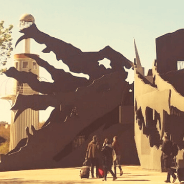 Dragon sculpture seen around the Barri de Sants in Barcelona