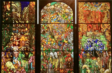 stained glass in barcelona spain