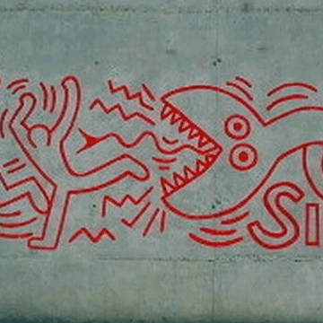 Artist Keith Haring graffiti in El Raval district