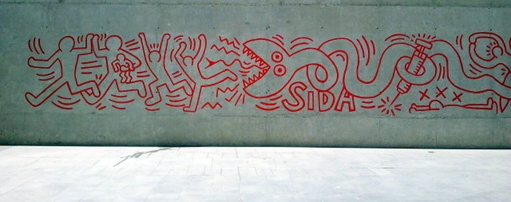 Keith Haring graffiti in El Raval district