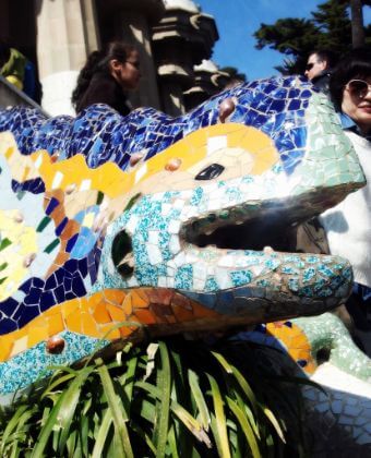 Dragon in Park Guell, seen during our Gaudi Walking Tours in Barcelona