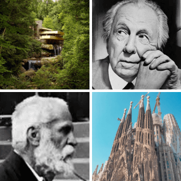 Architects Antoni Gaudi and Frank Lloyd Wright