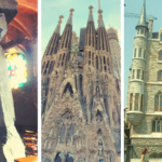 Collage of Antoni Gaudi Works. Barcelona, Spain and abroad.