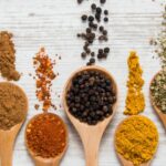 Spain Spices, herbs & Seasonings on wooden spoons