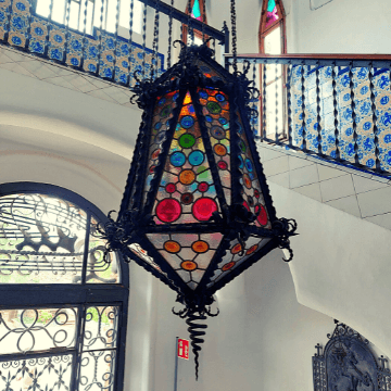 Lamp of the hall in Torre Bellesguard Gaudi (Barcelona, Spain)