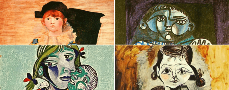 Collage of portraits of Picasso kids