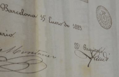 Signature of Gaudi. Casa Vicens contract (1889)