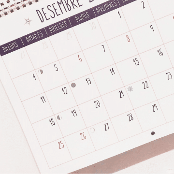 Calendar showing the public holidays Spain celebrates in December