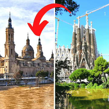 Collage comparing Zaragoza and Barcelona