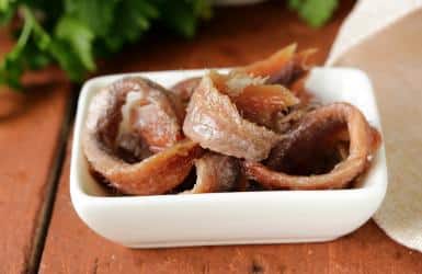 Tapas food in Spain: anchovies